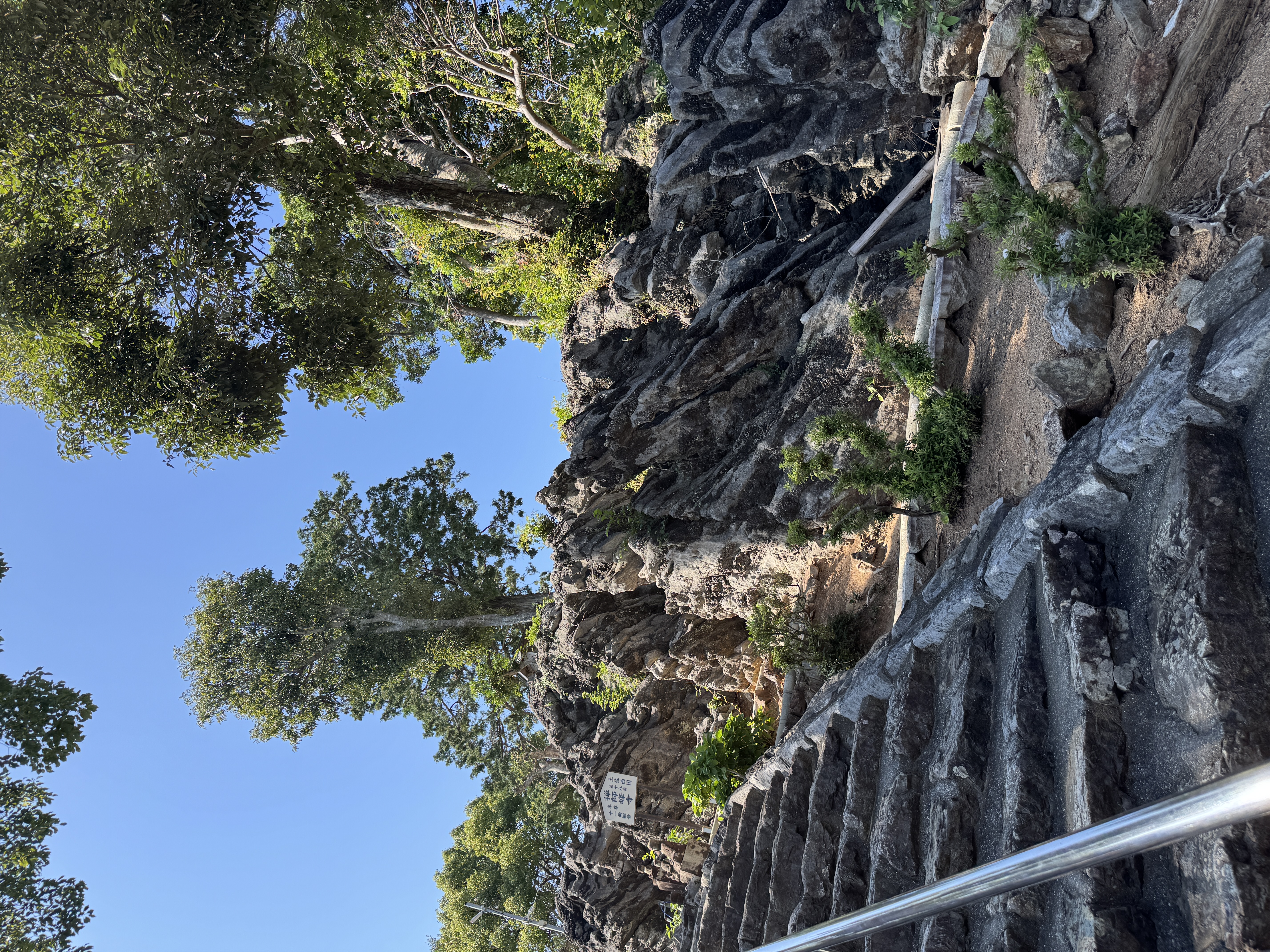 山門横に露出する岩盤の迫力