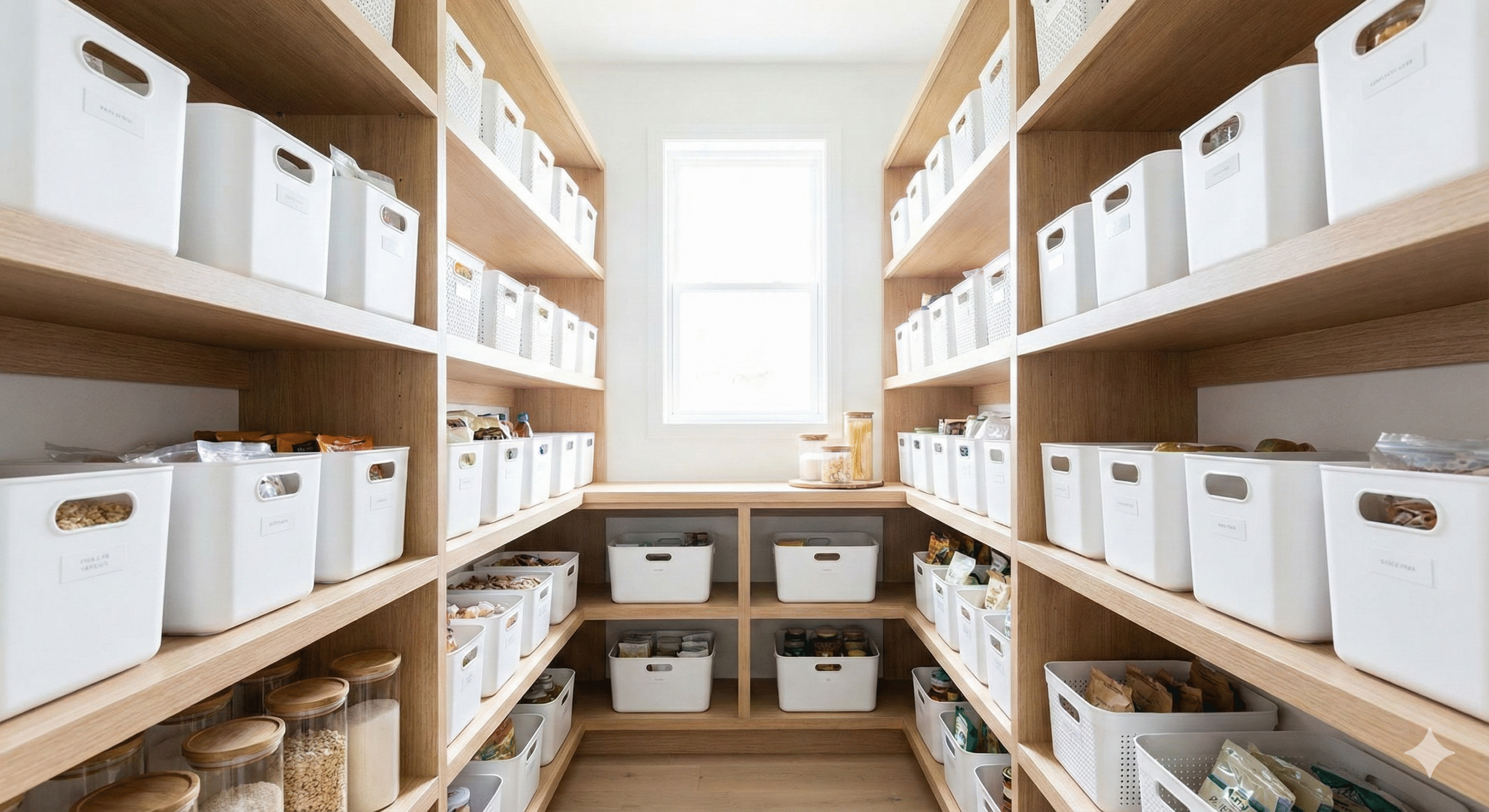 ワッツの収納グッズで整った美しいパントリー